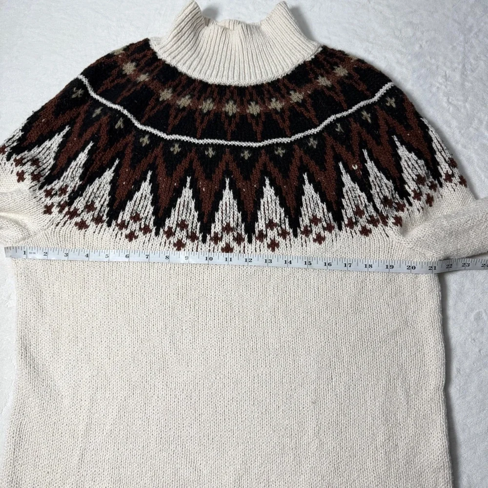Free People Scotland‎ Mock Neck Fair Isle Sweater Mini Dress Sz S Balloon Sleeve